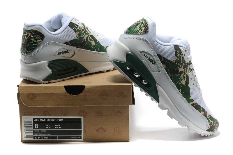 Air Max 90 Hyperfuse fourrure chaussures des femmes cartes blanc vert (3)
